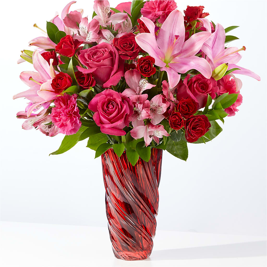 In Love Bouquet with Luxe Swirl Vase – EUGENE'S FLOWER HOME, Springfield OR