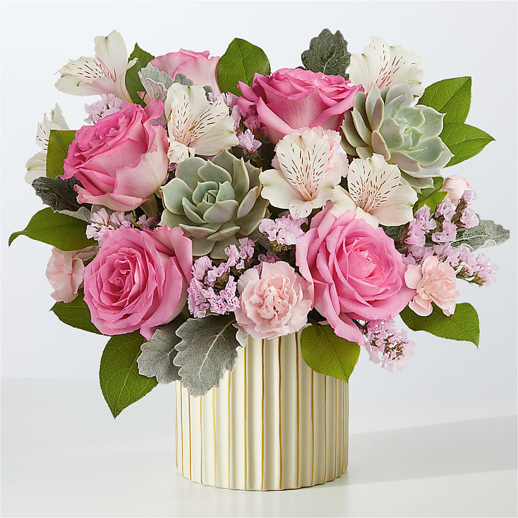 Dusty Rose Bouquet with Ivory Vase – EUGENE'S FLOWER HOME, Springfield OR
