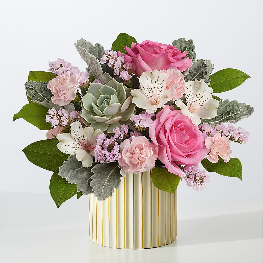 Dusty Rose Bouquet with Ivory Vase – EUGENE'S FLOWER HOME, Springfield OR