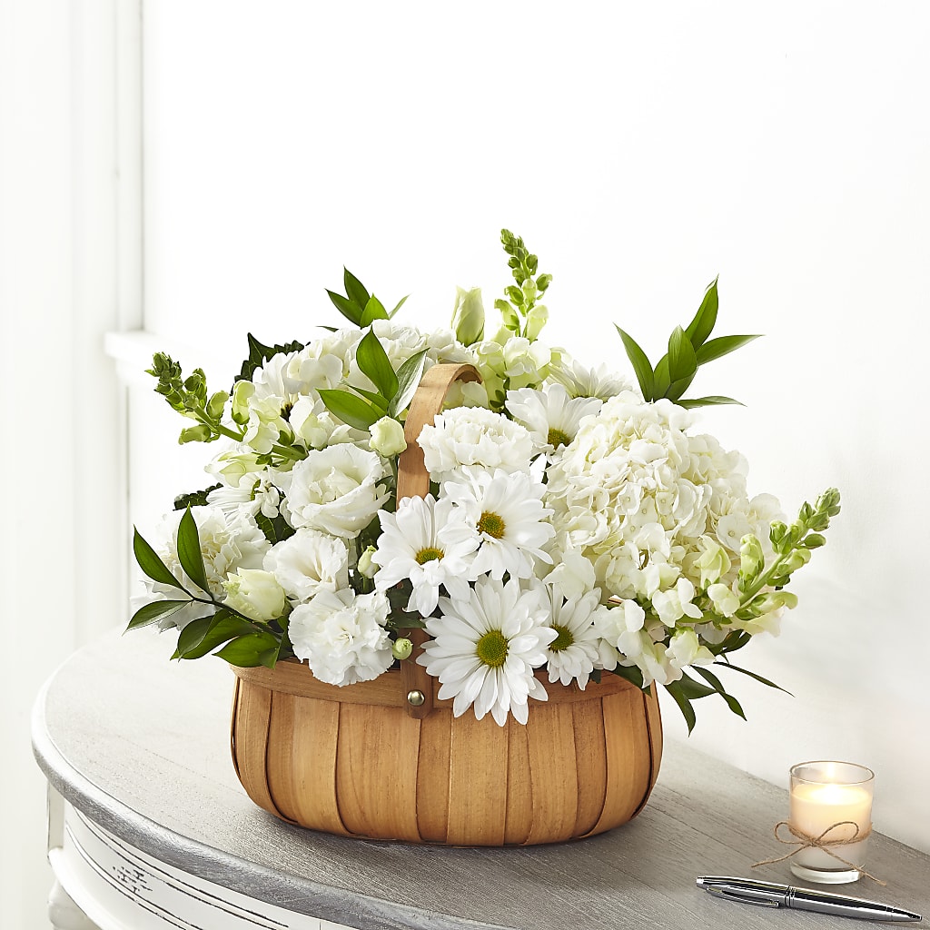 Pure Ivory Basket – EUGENE'S FLOWER HOME, Springfield OR