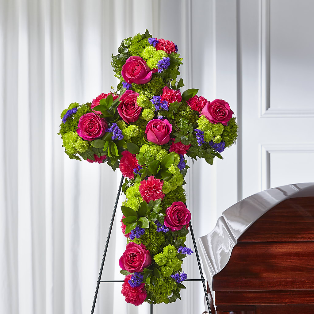 Tribute Rose Floral Cross – EUGENE'S FLOWER HOME, Springfield OR