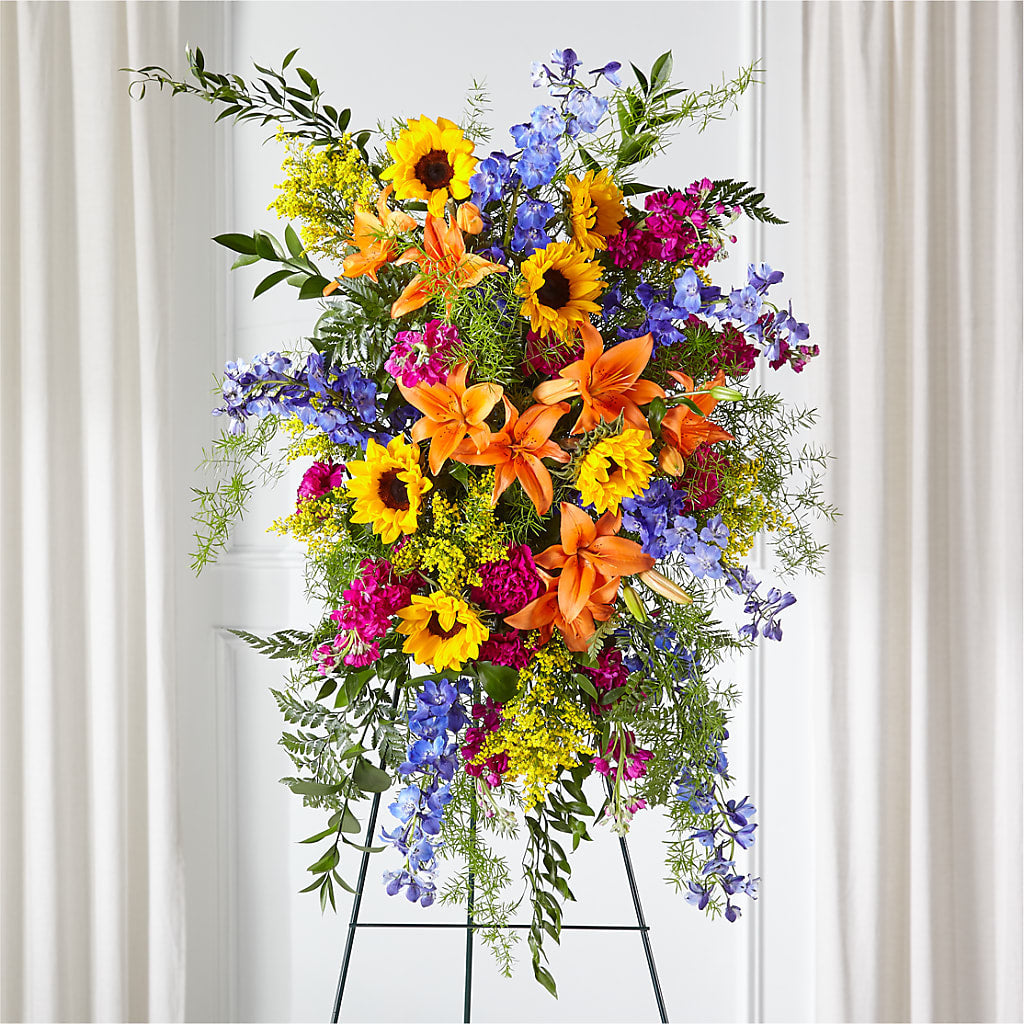Sunlit Memories Standing Spray (Standard) – EUGENE'S FLOWER HOME, Springfield OR