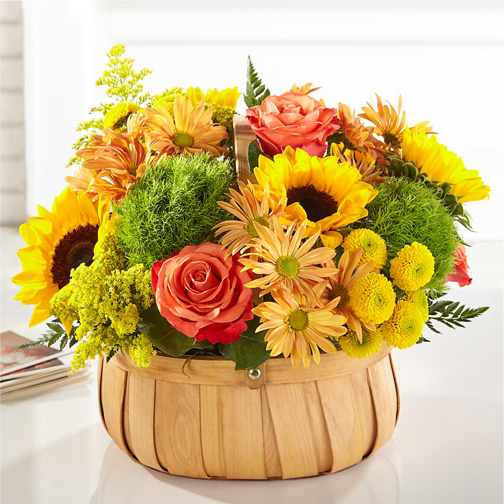 Harvest Sunflower Basket – EUGENE'S FLOWER HOME, Springfield OR