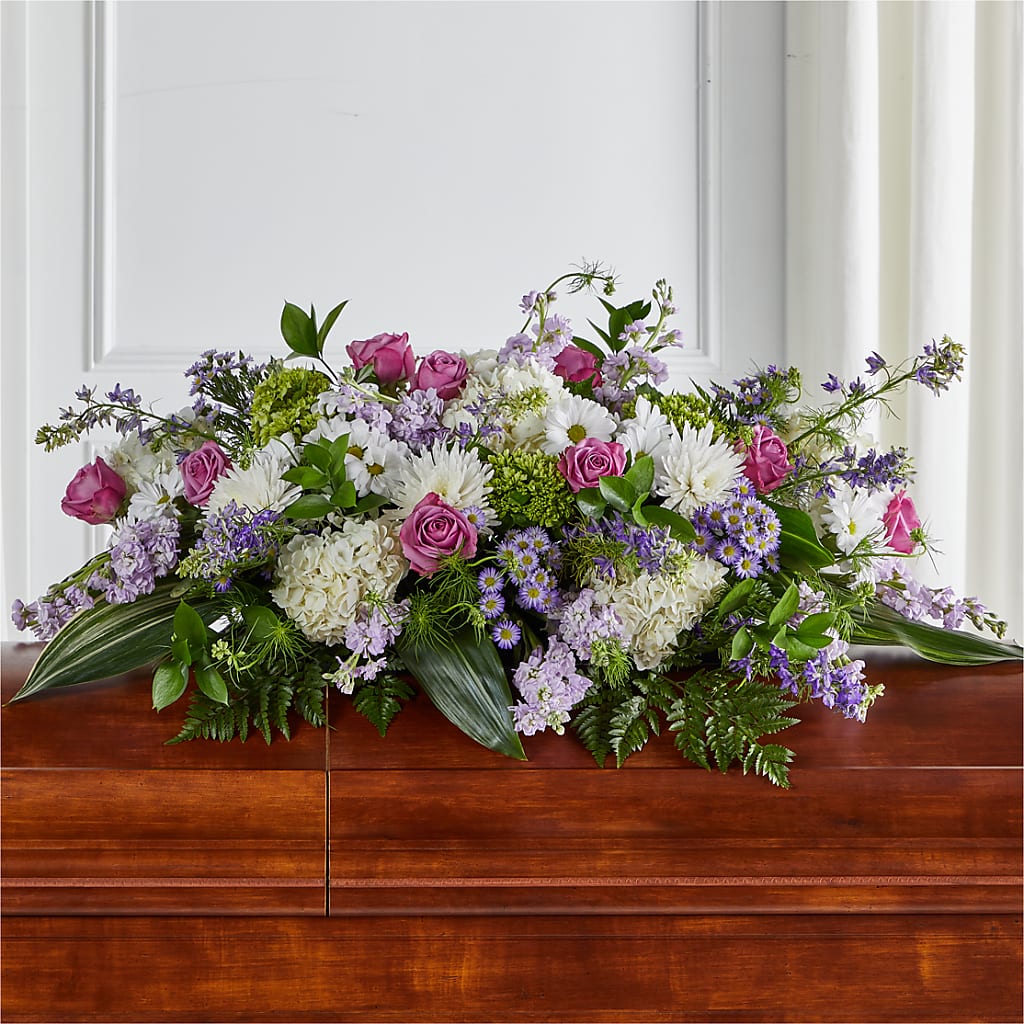 Meadows of Serenity Casket Spray – EUGENE'S FLOWER HOME, Springfield OR