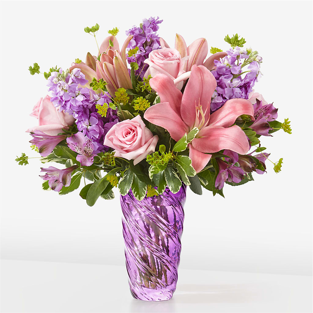 Precious Petals Bouquet with Luxe Swirl Vase – EUGENE'S FLOWER HOME, Springfield OR