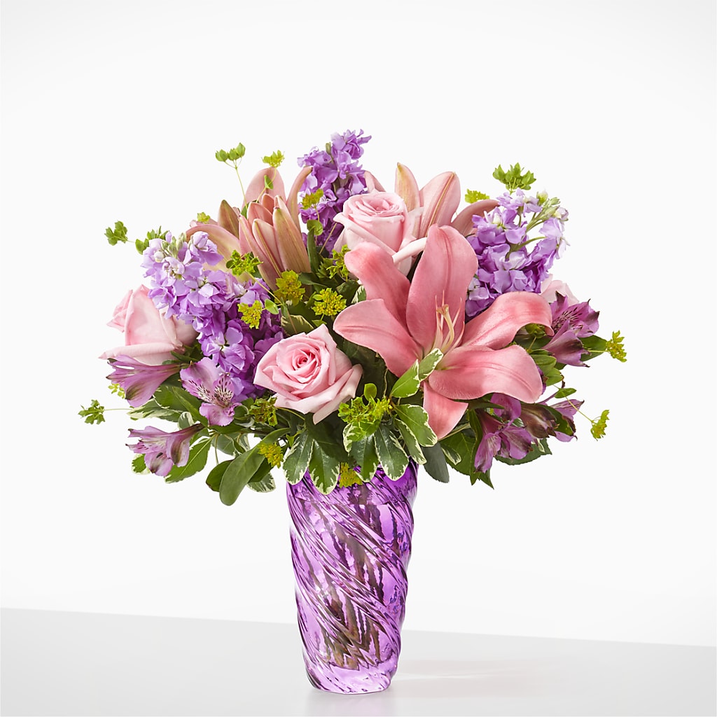Precious Petals Bouquet with Luxe Swirl Vase – EUGENE'S FLOWER HOME, Springfield OR