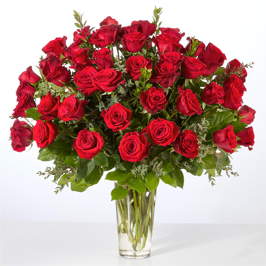 Forever Yours Fifty Stem Red Rose Bouquet – EUGENE'S FLOWER HOME, Springfield OR