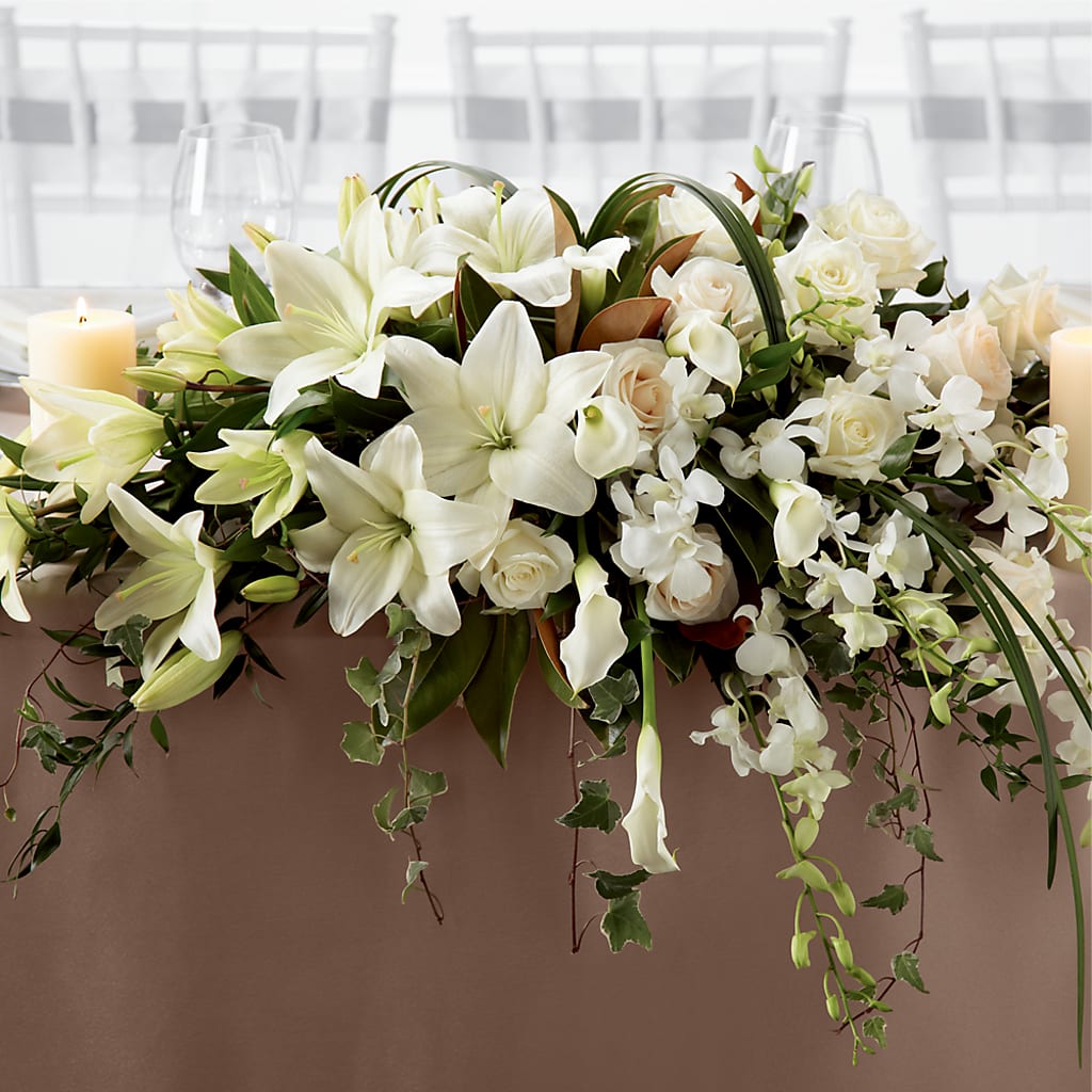 White Linen Arrangement – EUGENE'S FLOWER HOME, Springfield OR