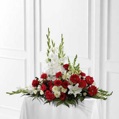 Crimson & White Arrangement – EUGENE'S FLOWER HOME, Springfield OR