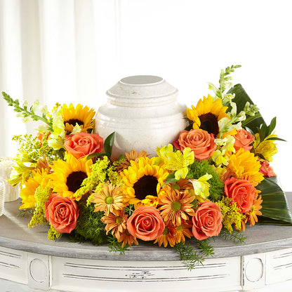 Faithful Sunflower Cremation Adornment – EUGENE'S FLOWER HOME, Springfield OR