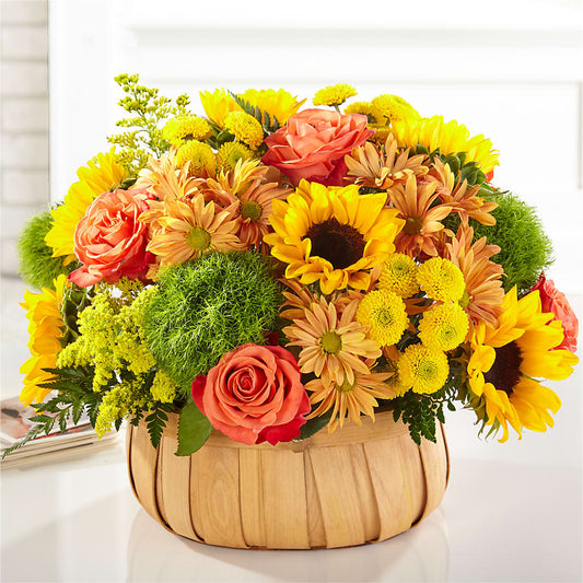 Harvest Sunflower Basket – EUGENE'S FLOWER HOME, Springfield OR