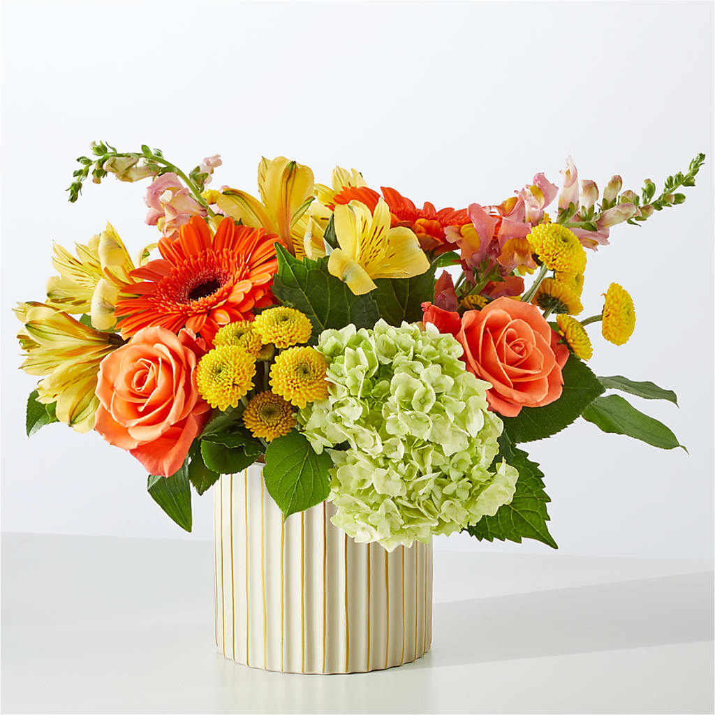 Autumn Sunshine Bouquet with Ivory Vase – EUGENE'S FLOWER HOME, Springfield OR