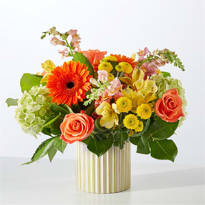 Autumn Sunshine Bouquet with Ivory Vase – EUGENE'S FLOWER HOME, Springfield OR